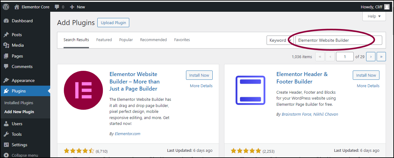 Cài Plugin elementor